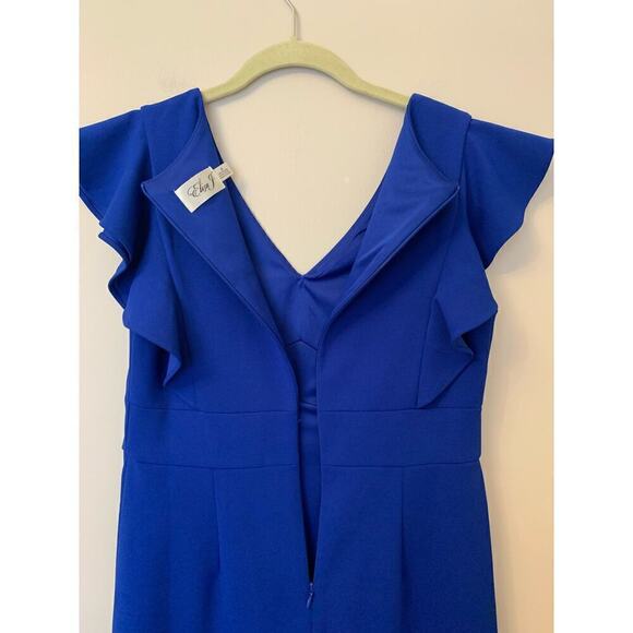 Eliza J Cobalt Blue Flutter Sleeve Knee Length Dress Career Wedding Guest 8P - Picture 8 of 11